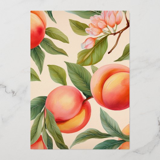 Peach Fuzz en Gold Foil Baby shower Folie Uitnodiging (Achterkant)