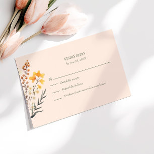 Peach Fuzz Fleur sauvage Meadow Wedding Carte RSVP