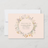 Peach Fuzz Fleur sauvage Meadow Wedding Carte RSVP (Dos)