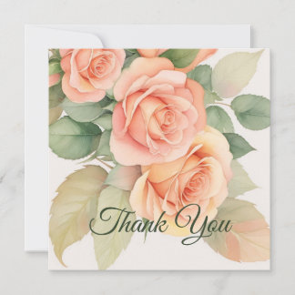 Peach Fuzz Floral Roos Achtergrond Bedankkaart