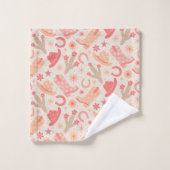 Peach Fuzz Groovy Cowgirl Laarzen en Petten Bad Handdoek (Wasdoekje)