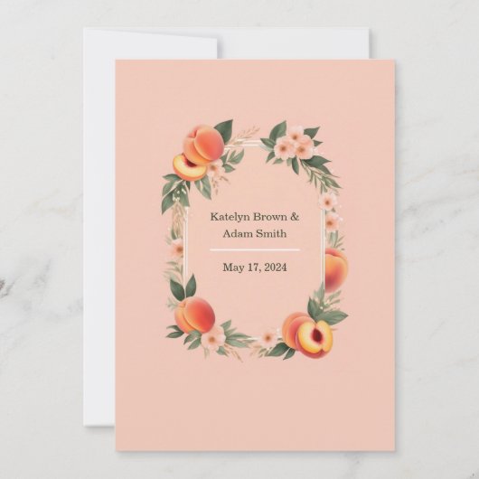Peach Fuzz kleur, bruiloft uitnodigingen (Achterkant)
