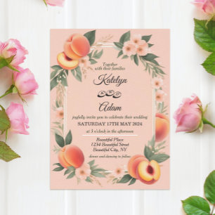 Peach Fuzz kleur, bruiloft uitnodigingen