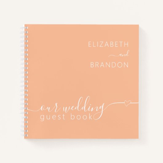 Peach Fuzz Modern Minimal Wedding Gastenboek Notitieboek (Voorkant)
