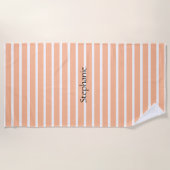 Peach Fuzz Monogram Aangepaste naam Stripes 2024 Strandlaken (Voorkant)