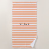 Peach Fuzz Monogram Aangepaste naam Stripes 2024 Strandlaken (Voorkant)