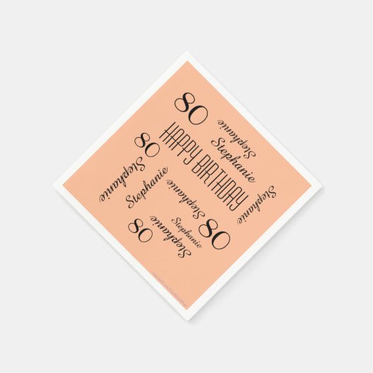 Peach Fuzz, naam, 80ste verjaardagsfeestje Servet (Hoek)