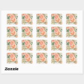 Peach Fuzz Roos achtergrond dank u Vierkante Sticker (Vel)