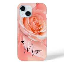 Peach Fuzz Roos Achtergrond Monogram Naam Hart