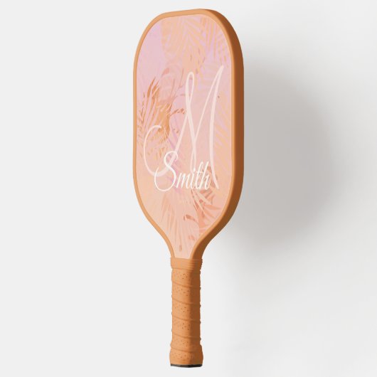 Peach Fuzz Tropical Leaves Gepersonaliseerde Gift Pickleball Paddle (Links)
