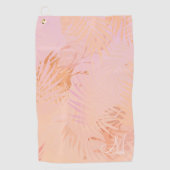 Peach fuzz tropische bladeren gepersonaliseerd mon golfhanddoek (Voorkant)