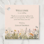 Peach Fuzz Wildflower Meadow Bruiloft Welkomstgesc Bedankjes Labels (Voorkant)