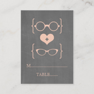 Peach Geeky Glassen Chalkboard Place Kards Plaatskaartje