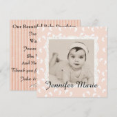 Peach gekleurde baby meisje geboorte aankondiging (Voorkant / Achterkant)