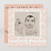 Peach gekleurde baby meisje geboorte aankondiging (Voorkant / Achterkant)