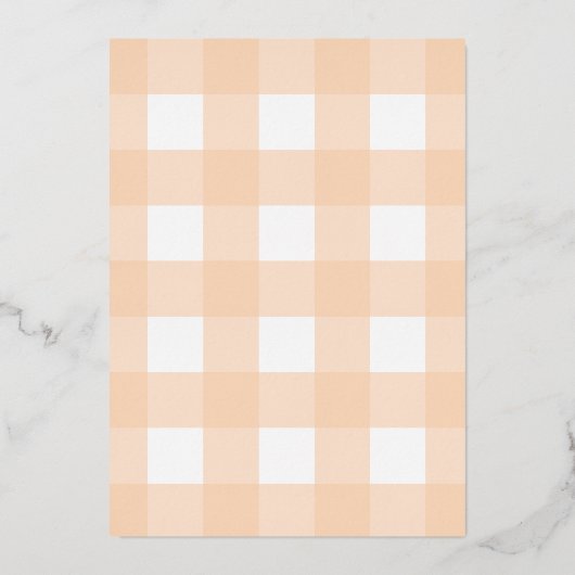 Peach Gingham Birthday Gold Foil uitnodiging (Achterkant)