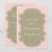 Peach Gingham Burlap Baby Shower-uitvindingen Kaart (Voorkant / Achterkant)