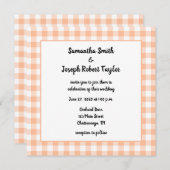 Peach Gingham Country Wedding Kaart (Voorkant / Achterkant)