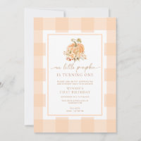 Peach Gingham Een beetje pompoen Eerste Verjaardag