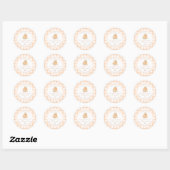 Peach Gingham Herfst Onze kleine pompoen Dank u Ronde Sticker (Vel)