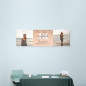 Peach girly modern glitter chic 18 fotoverjaardag spandoek (Beurs)