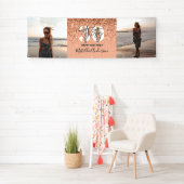 Peach girly moderne glitter chic 30 foto verjaarda spandoek (Insitu)