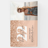 Peach giro modern glitter chic verjaardagdecor spandoek (Verticaal)