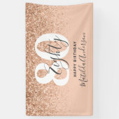 Peach giro modern glitter chic verjaardagdecor spandoek (Verticaal)