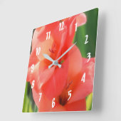 Peach Gladiolas Flower Up Close Vierkante Klok (Hoek)