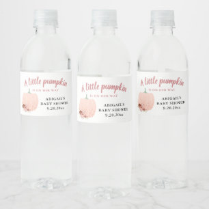 Peach Glitter Baby shower a Little Pumpkin Waterfles Etiket
