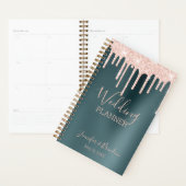 Peach Glitter Drift on Hunter Green Planner (Display)