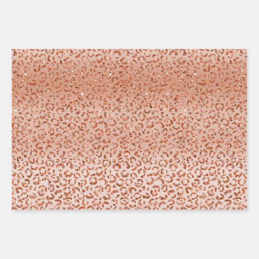 Peach Glitter Leopard Animal Inpakpapier Vel (Voorkant)