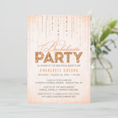 Peach Glitter look Bachelorette Party Invitation Kaart (Staand voorkant)