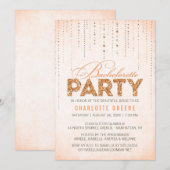 Peach Glitter look Bachelorette Party Invitation Kaart (Voorkant / Achterkant)