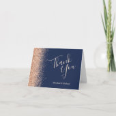 Peach Glitter Navy Blue Wedding Bedankt Kaart (Voorkant)