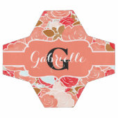 Peach & Gold Aquarelle Rose Monogramme Floral (Plat)
