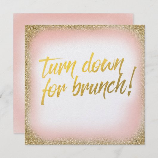 Peach Gold Baisse pour Brunch Invitation Pearl (Devant / Derrière)