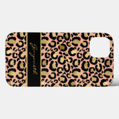 Peach Gold Black leopard Print met Jouw naam Case-Mate iPhone Case (Achterkant (horizontaal))
