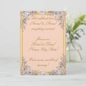 Peach & Gold Botanical Wedding Invitation | Elegan (Debout devant)