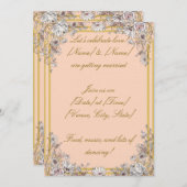 Peach & Gold Botanical Wedding Invitation | Elegan (Devant / Derrière)