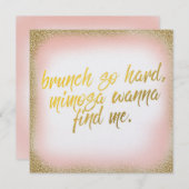 Peach Gold Brunch si dur Invitation Pearl (Devant / Derrière)