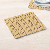 Peach & Gold Chevron Stripe Vierkante Kartonnen Onderzetter (Schuin)