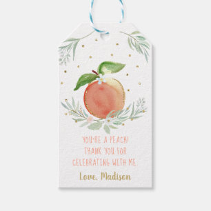Peach Gold Floral Birthday Hartelijk dank Cadeaulabel