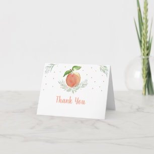 Peach Gold Floral Verjaardag Dank u Bedankkaart