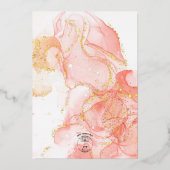 Peach & Gold Foil Marbleus Faire-part de mariage (Verso)