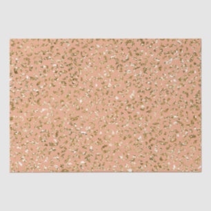 Peach Gold Glitter Luipaard Print Tissuepapier