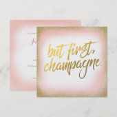 Peach Gold mais First Champagne Invitation Pearl (Devant / Derrière)
