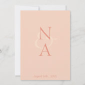 Peach Gold Marble Effect Monogram Elegant Wedding Kaart (Achterkant)