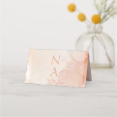 Peach Gold Marble Monogram Wedding Party Folded (Achterkant)