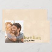 Peach Gold Mariage Photo Love & Thanks Merci (Devant / Derrière)